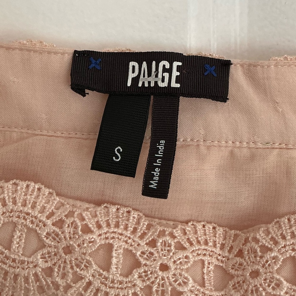 Paige Denim Peach Long Sleeve Ruffle Blouse - Size Small - Picture 5 of 7